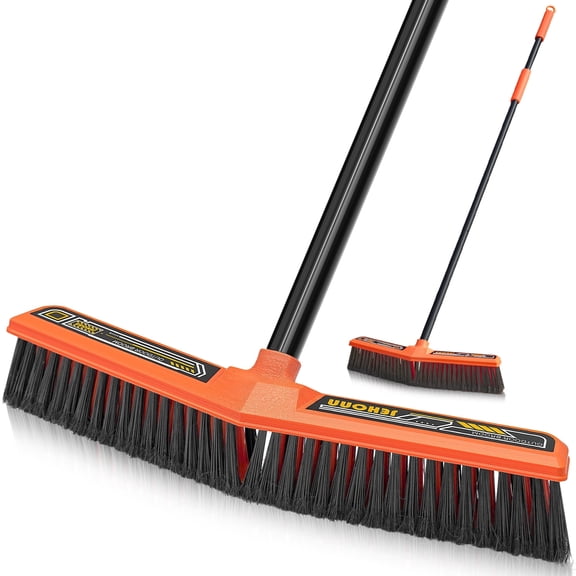 JEHONN 15.7" Wide Push Broom Outdoor Heavy Duty (Orange)