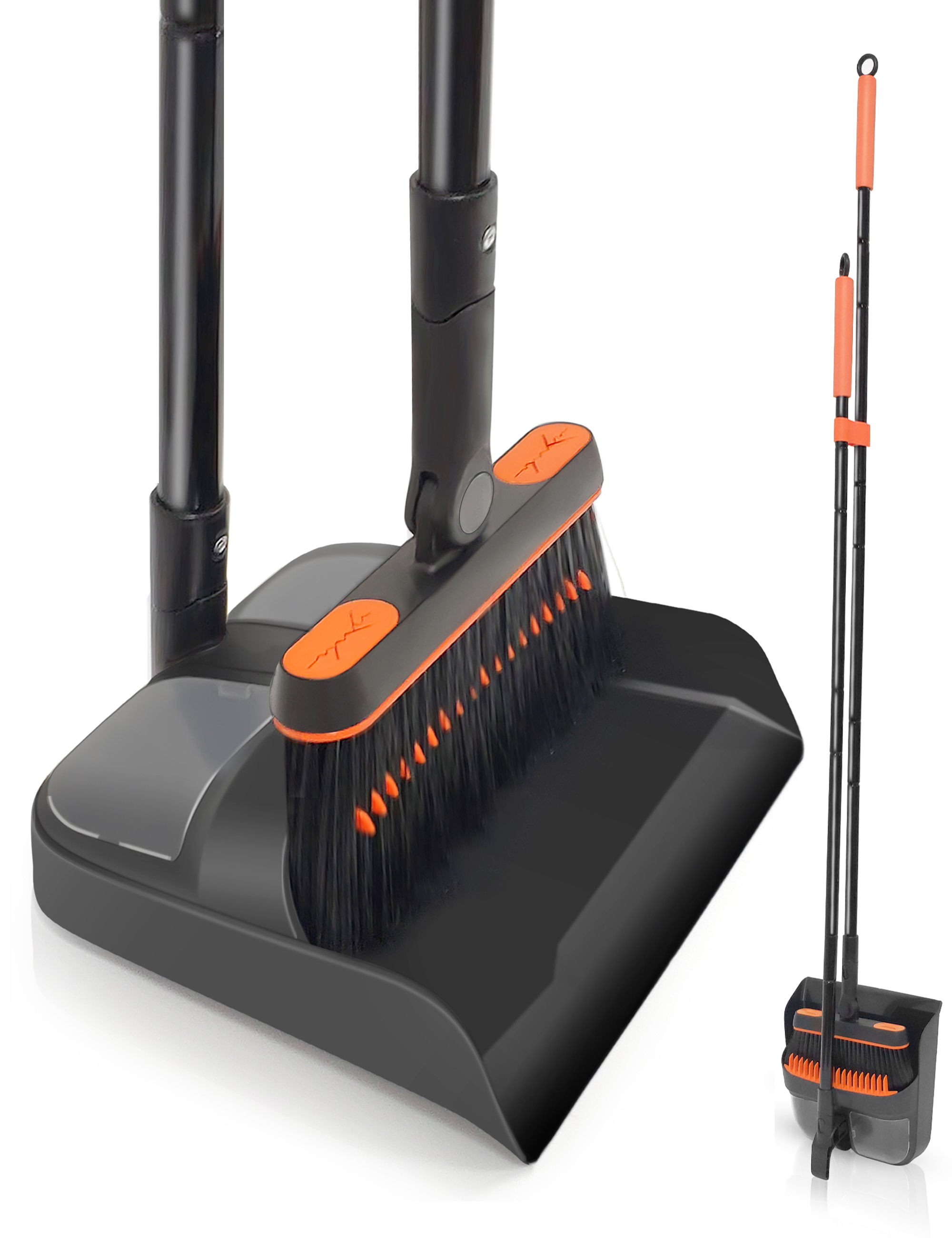 Ylebs Broom and Dustpan Set Long Handle Standing Dustpan for Home