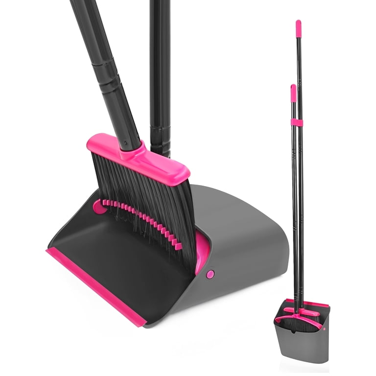 HABUSH 2本セット JEHONN, broom with dustpan combo set, Long handle, Rose Red