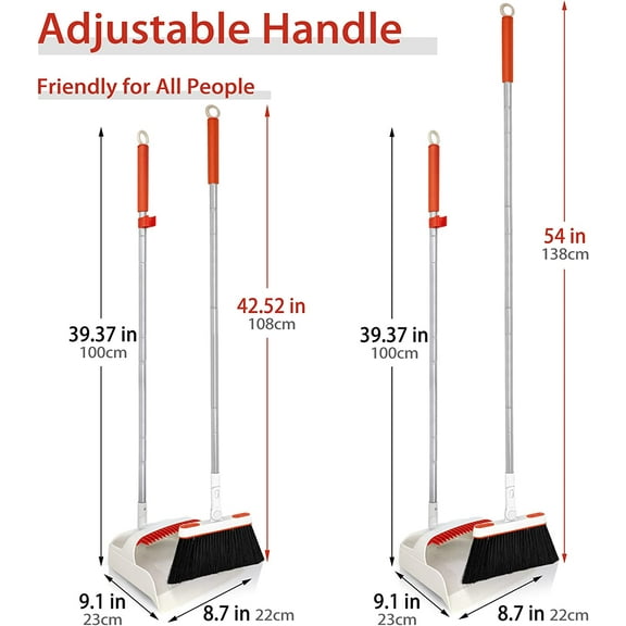 JEHONN Carpet Floor Sweeper Manual with Horsehair, Broom and Dustpan Set for Home