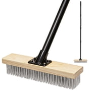 JEHONN Stainless Steel Wire Scrub Brush with 58" Long Handle for Concrete
