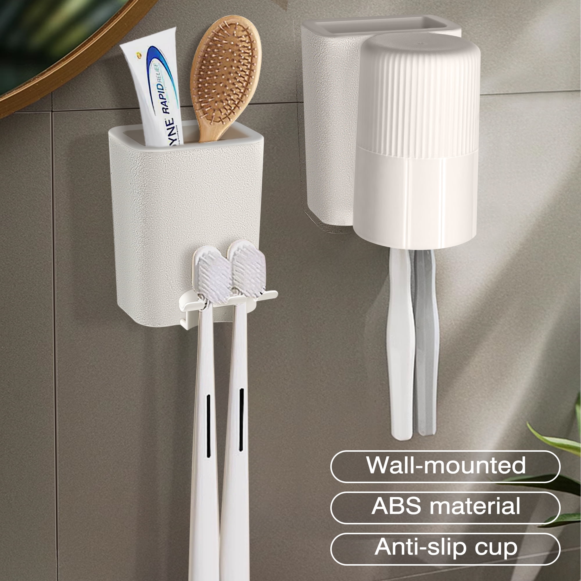 JEHONN Toothbrush and Toothpaste Holder with Single Cup Wall Mounted ...