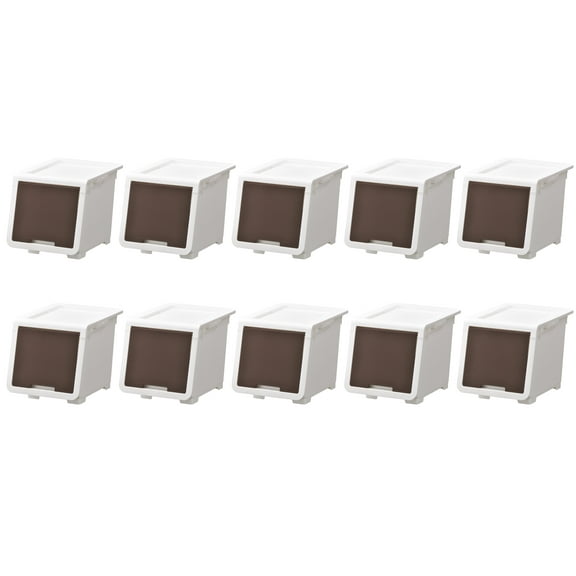 JEJ Astage Brown Bin with Flip Open Lid Small Set of 10