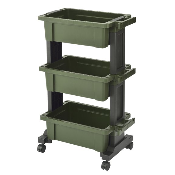 JEJ Astage Green/Black Heavy- Duty Tool Trolley with Container Top