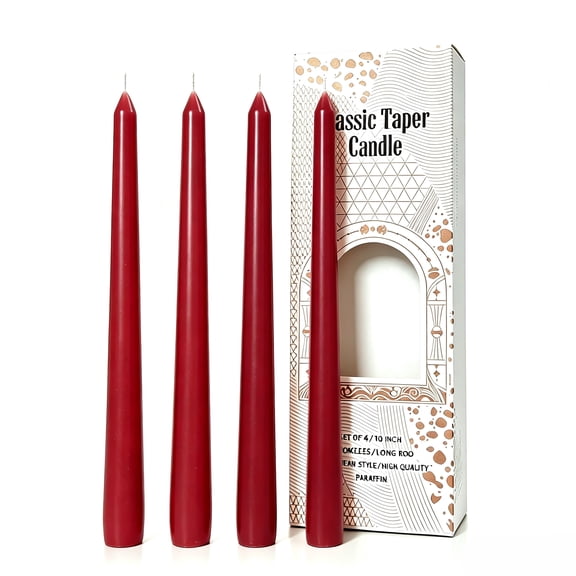 JEJQN Taper Candles Set of 4, 10 Inch Tall Candlesticks for Home, Dinner, Wedding, Party, Halloween and Christmas-Red