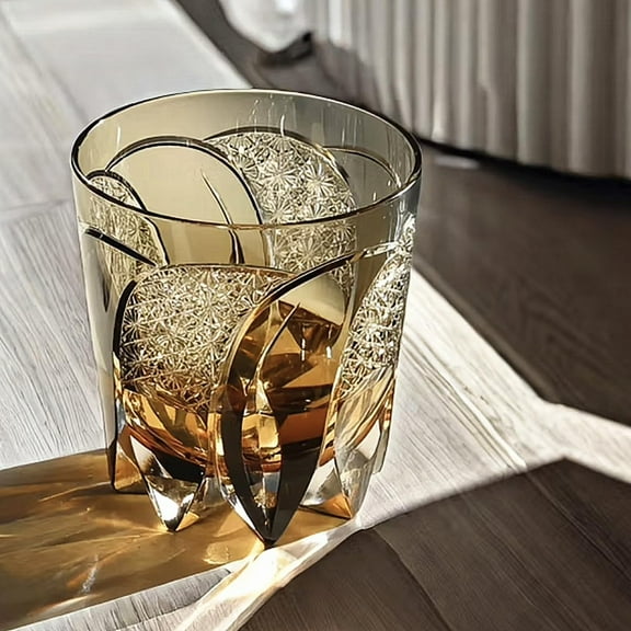 JEKE Hand Cut Crystal Whisky Glass 320ml Edo style Whiskey Glasses -Cocktail-Vodka-Beer Drinkingware Glasses IN GIFT CARTON (C)