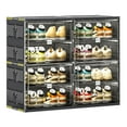 thumbnail image 1 of JEKO&JEKO 4-Tier Double Column Foldable Shoe Storage Rack with Magnetic Doors, Black, 1 of 6