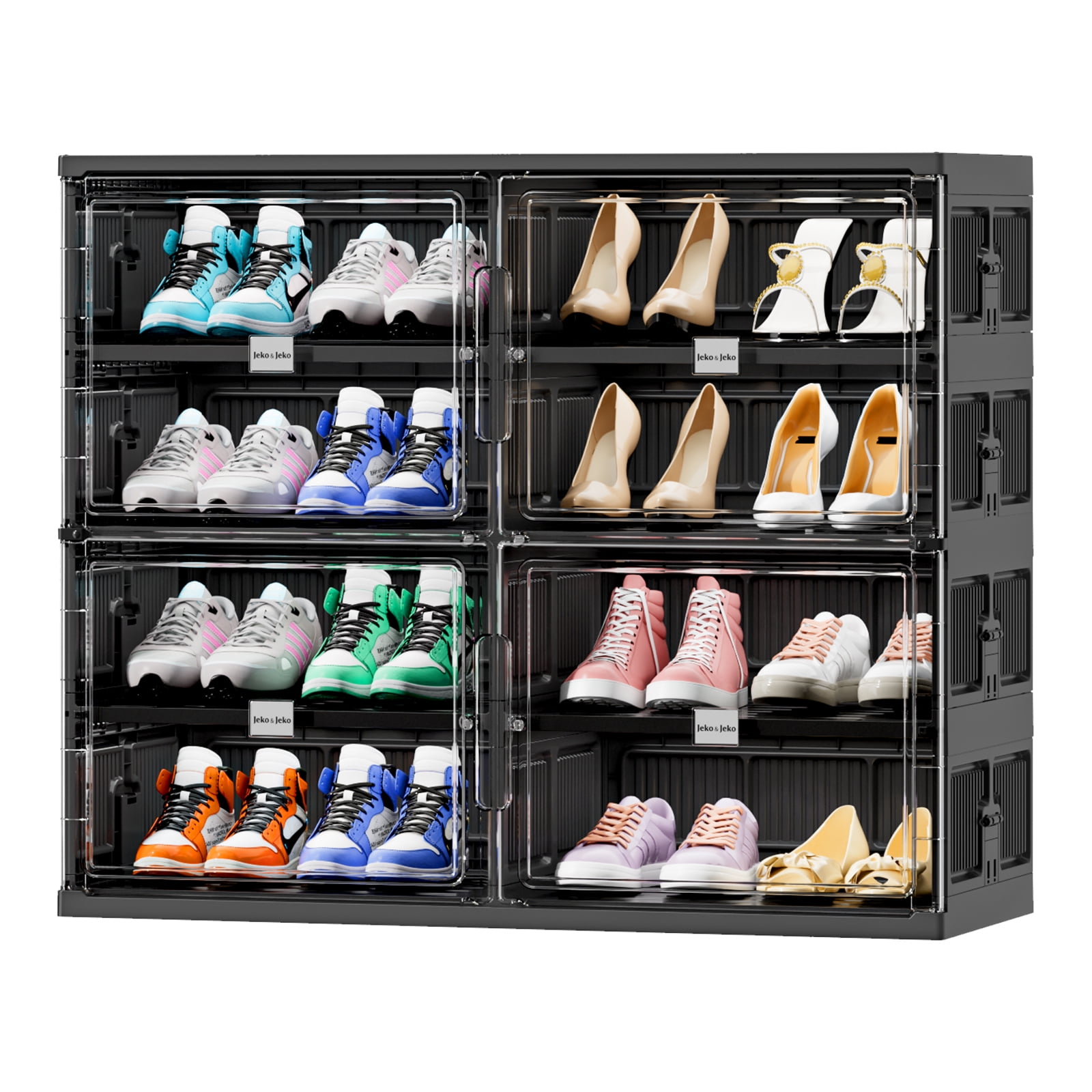 JEKO&JEKO 4 Tiers 16 Pairs Shoe Rack Organizer, Foldable Storage ...