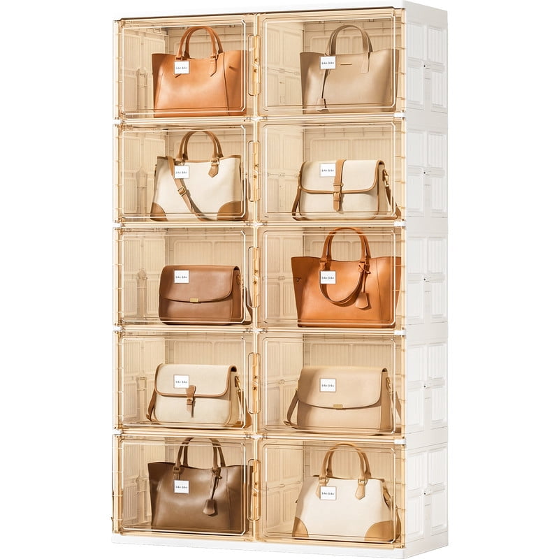 JEKO&JEKO 5-Tier Double Column Handbag Storage Cabinet, Foldable