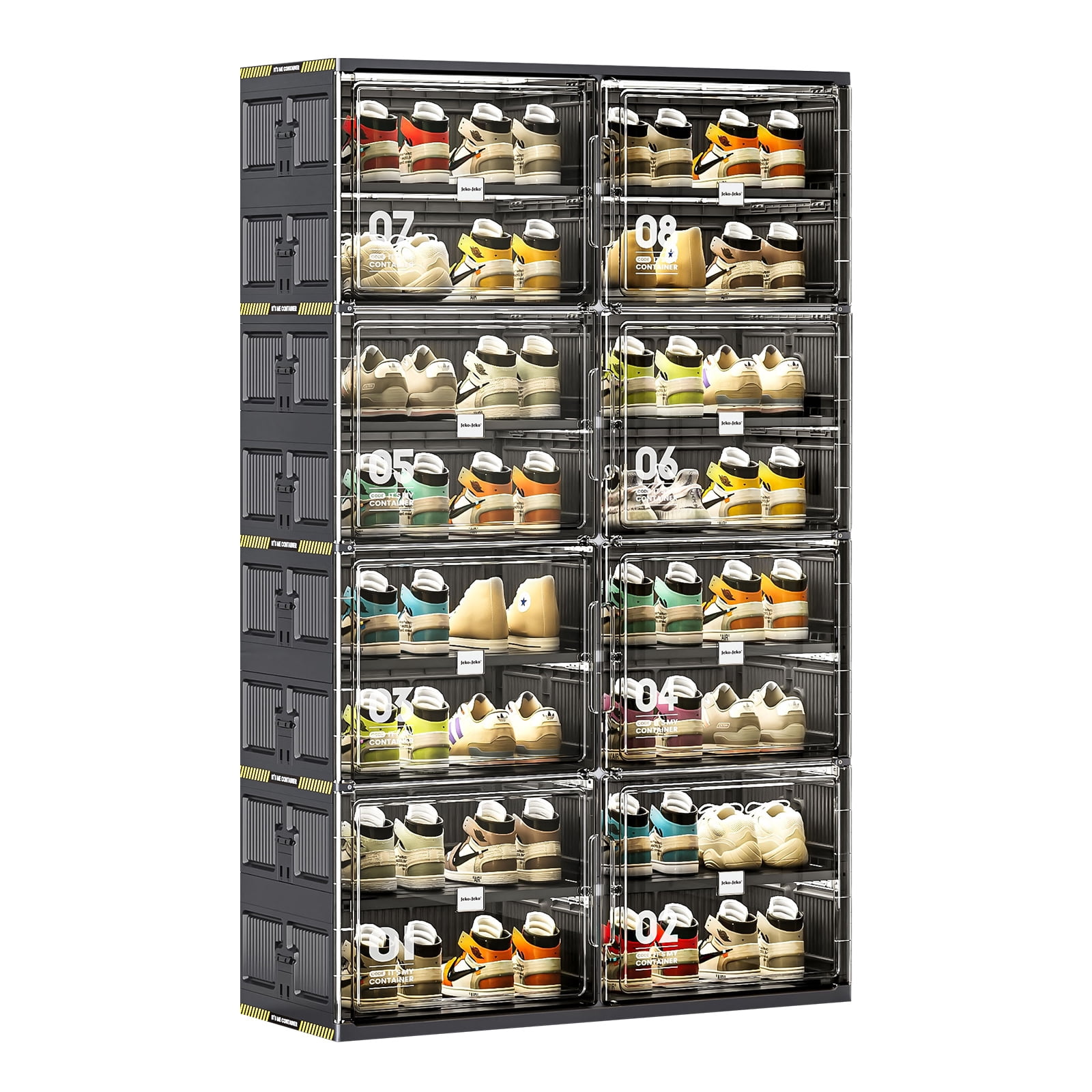 JEKO&JEKO 8-Tier Double Column Foldable Shoe Storage Rack with Magnetic ...