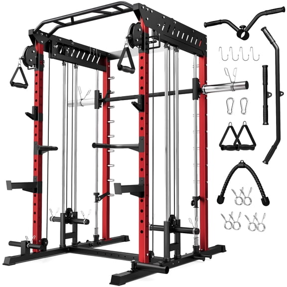 Forgemus Smith Machine Home Gym — 2000LBS All-in-One Power Cage with Dual Cable Crossover, Squat Rack & Attachments for Full Body Workout