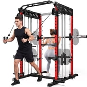 Forgemus Smith Machine Home Gym   2000LBS All-in-One Power Cage with Dual Cable Crossover, Squat Rack & Attachments for Full Body Workout
