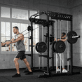 thumbnail image 1 of Forgemus Smith Machine, 2000LBS M11 Multi-Function Squat Rack Power Cage with Cable Crossover System and Smith Bar, All-in-One LAT Pull-Down Machine for Home Gym, 1 of 10