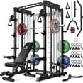 thumbnail image 1 of FORGEMUS Smith Machine Power Cage, 2000LBS All-in-One Squat Rack Multi-Function Home Gym System with Cable Crossover System for Adult, 1 of 10