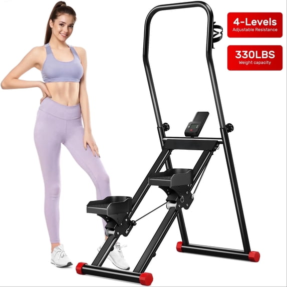 Stair Stepper Exercise Machine for Home Gym,Compact Folding Stair Climber with Extended Step Range,Vertical Climber Machine with 4 Levels Resistance,Step Machine Type with 330lb Capacity