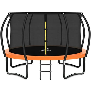 JELENS Trampoline 8FT 10FT 12FT 14FT 16FT, Recreational Trampolines with Enclosure Net and Ladder, Outdoor Anti-Rust Trampolines for Kids and Adults