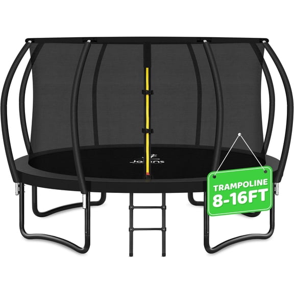 JELENS Trampoline 8FT 10FT 12FT 14FT 16FT, Recreational Trampolines with Enclosure Net and Ladder, Outdoor Anti-Rust Trampolines for Kids and Adults