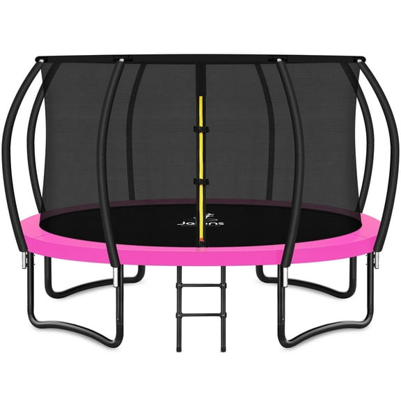 JELENS Trampoline 8FT 10FT 12FT 14FT 16FT, Recreational Trampolines with Enclosure Net and Ladder, Outdoor Anti-Rust Trampolines for Kids and Adults