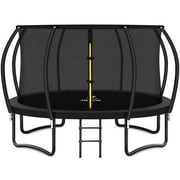JELENS Trampoline 8FT 10FT 12FT 14FT 16FT, Recreational Trampolines with Enclosure Net and Ladder, Outdoor Anti-Rust Trampolines for Kids and Adults
