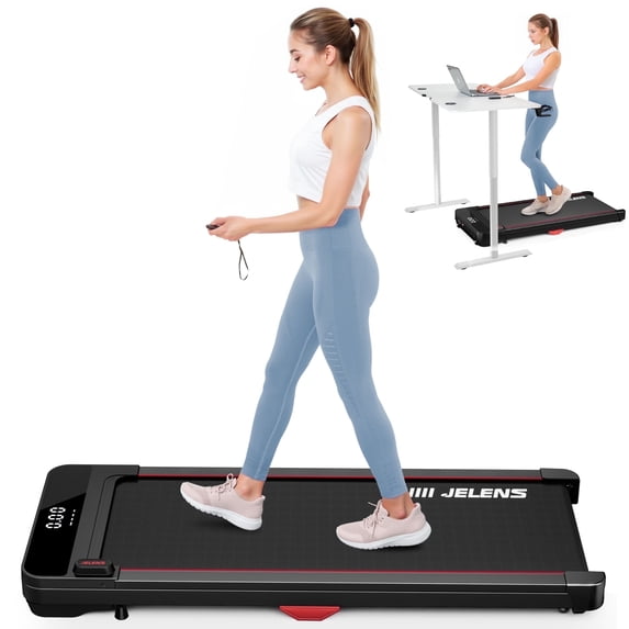 JELENS Walking Pad, Under Desk Treadmill, 2.5HP Portable Treadmills for Home Office, Walking Jogging Machine with Remote Control, LED Display