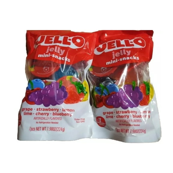 JELL-O Jelly Mini Snacks 7 Squeezable Treats (2-Pack, Total 14 Snacks)