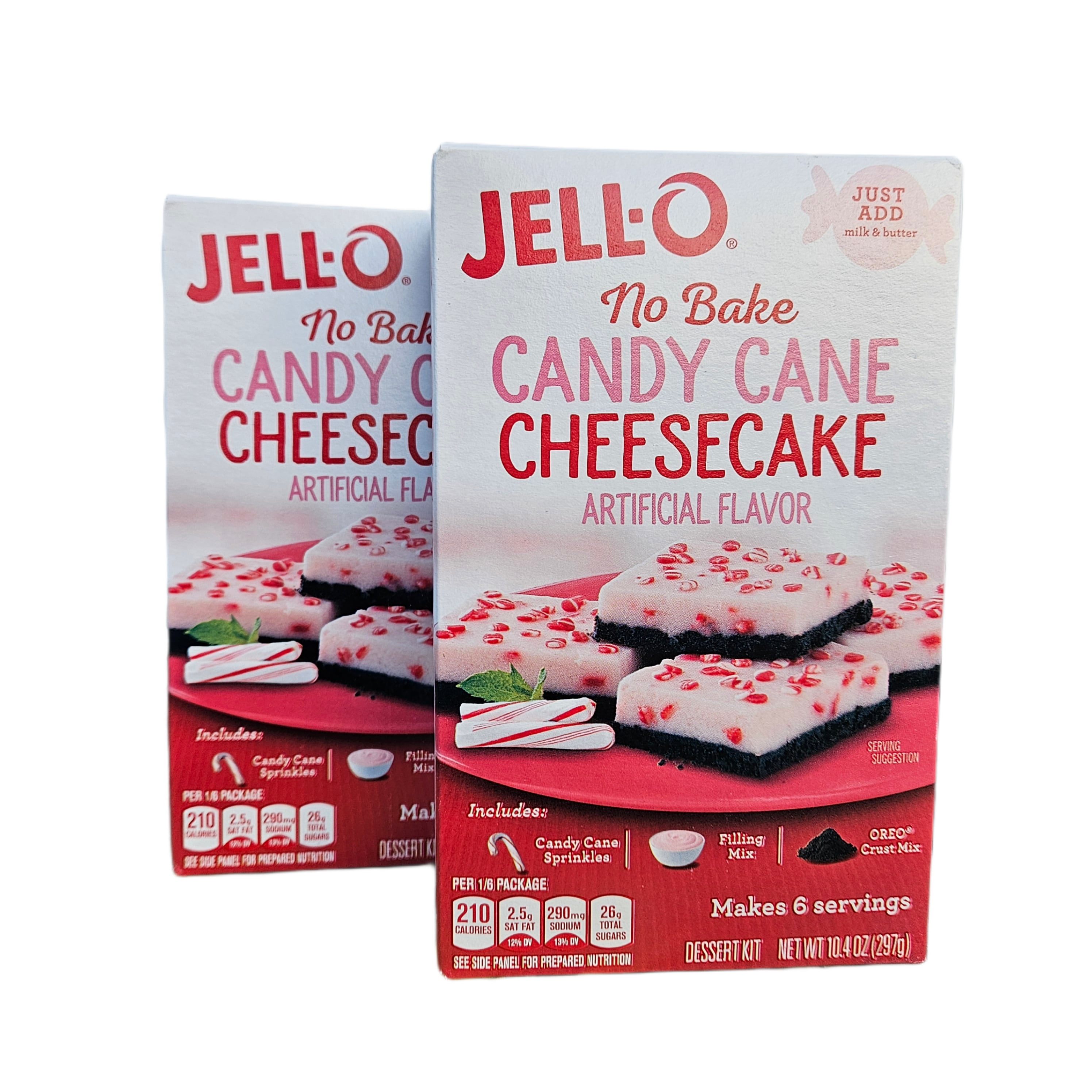 JELL-O No Bake Candy Cane Cheesecake, 10.4 oz (2 pack)