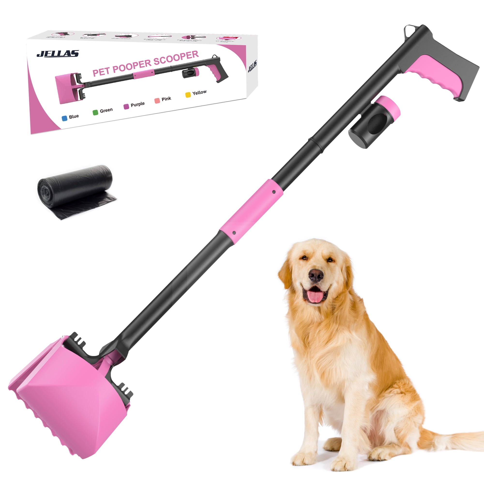 JELLAS 32" Large Pooper Scooper for Dogs and Cats with Long Handle