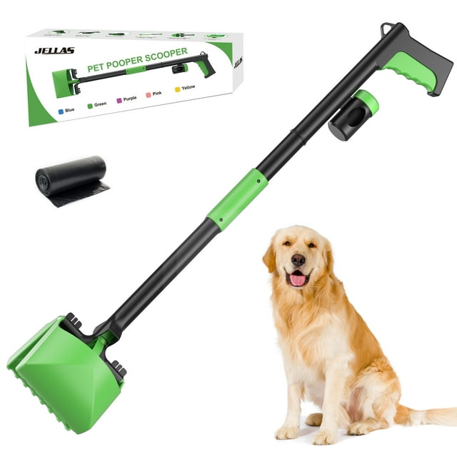 JELLAS 32" Pooper Scooper for Dogs and Cats, Portable Dog Pooper