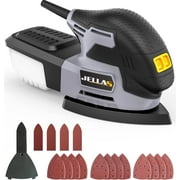 JELLAS Electric Detail Sander, 220W Compact Sander Machine for Wood, 13,000 RPM Sanders with Dust Collection, 16PCS Sandpapers, Finger Sanding Attachment and Sanding Pad Included