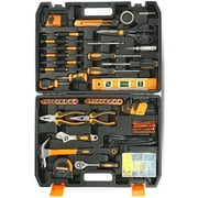 JELLAS Toolbox with Tools, 242 Piece Basic Household Tool Kits, Mechanic Tool Set Ideal for Home Improvement, Hand Tool Kit with Plastic Toolbox Storage Case