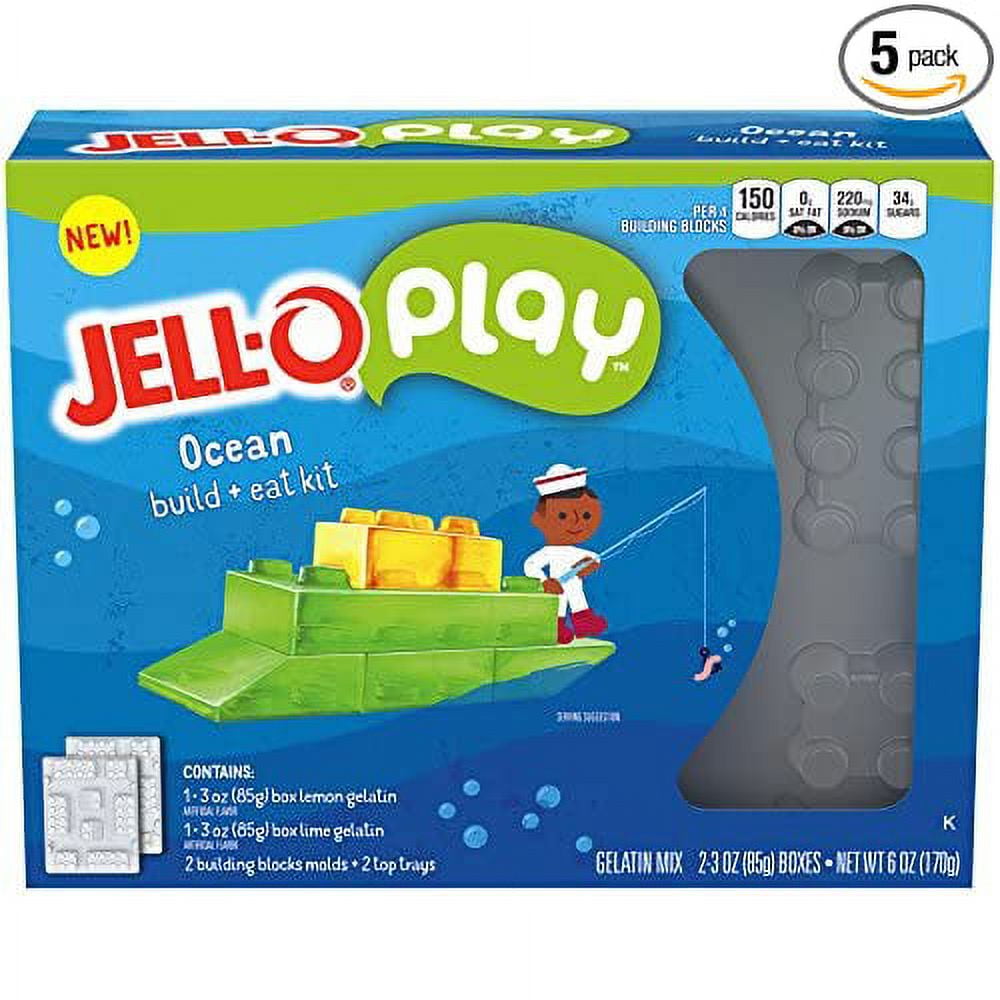 JELLO Play Build & Eat Ocean Kit Gelatin Dessert Mix, 6 Ounce (Pack of