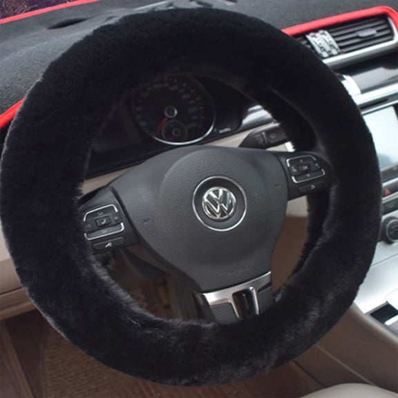 JELLOO 3-Piece Winter Fuzzy Car Interior Set | 15" Universal Warm Artificial Wool Steering Wheel, Gear Shift & Handbrake Cover