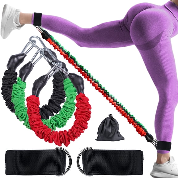 JELLOO Ankle Resistance Bands with Cuffs-Ankle Bands for Working out-Exercise bands for Leg, Hip, Booty Training-Ankle Straps with Exercise Bands for Butt Lift Women-Great