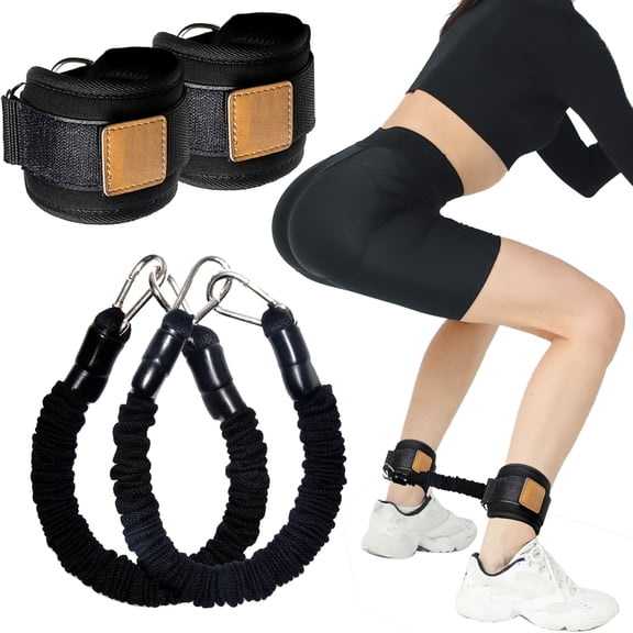 JELLOO Ankle Resistance Bands with Cuffs Leg Strength Bands for Working Out Glutes Hip Building Bounce Trainer for Fitness Yoga Martial Arts Ankle Straps for Men Women