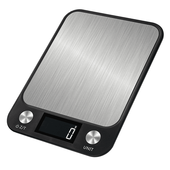JELLOO Digital Kitchen Scale with Stainless Steel Surface Accurate Weight Measurement in Grams Ounces Milliliters Pounds LED Display Waterproof Design Touch Controls Ideal for Baking Cooking