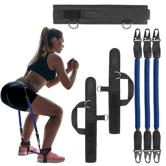 JELLOO Jump Trainer Equipment Leg Bounce Trainer Device Speed and Agility Resistance Bands with Ankle Straps & Belt Leg Extension Machine for Boxing Basketball Football Tennis Fencing Training