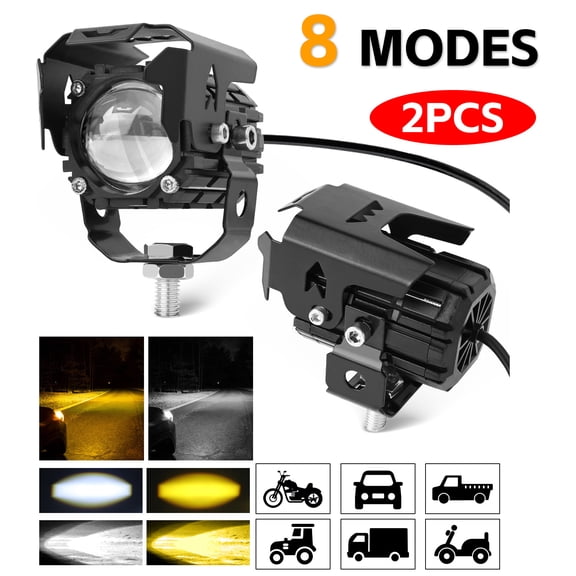 JELLOO LED Pod Lights, LED off Road Lights Dual Color Driving Fog Auxiliary Work Lights Pod for Motorcycle Truck SUV ATV E-Bike Tractor