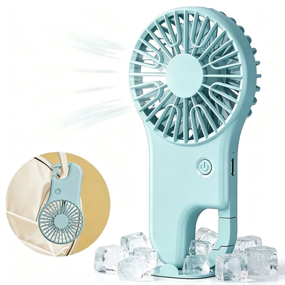 JELLOO Portable Mini Fan with Carabiner - 3 Adjustable Speed Settings, Rechargeable Handheld Personal Fan for Outdoor, Travel, Desk & Daily Use