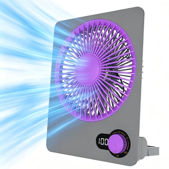 JELLOO Small Desk Fan, Rechargeable Folding Personal Portable Fan, Adjustable Mount Quiet Tabletop USB Fan for Office Outdoor Home