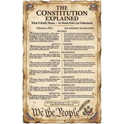 JELLY BEAN GENIUS US Constitution Poster for Kids, 11x17 Laminated Civics Chart, Original Text with Kid-Friendly Explanation, Classroom & Homeschool