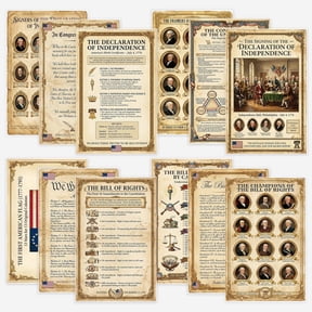 JELLY BEAN GENIUS US Founding Documents Poster Set (12 Pack) - Constitution, Bill of Rights, Declaration of Independence - Laminated 11x17 - Complete Classroom Collection