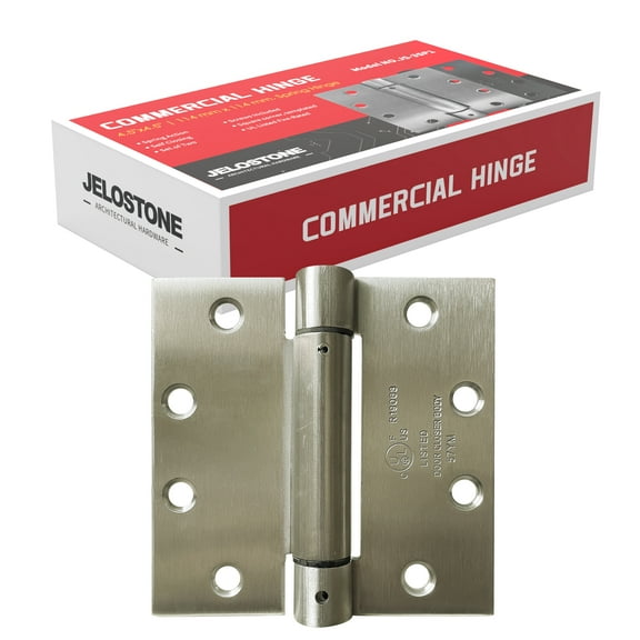 JELOSTONE 2 Pack - 4.5"x4.5" Self Closing Reversible Door Hinge JS-3SP1- Heavy Duty Commercial Spring Door Hinge - UL Listed with Complete Installation Hardware (Stainless Steel)