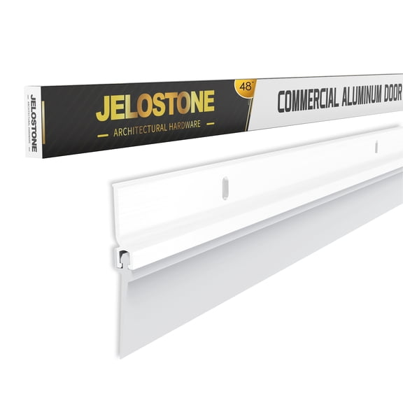 JELOSTONE 2 Pack - 48'' Commercial Door Bottom Sweep (White Powder Coated), Heavy Duty Aluminum, Fire Rated, Vinyl Insert, JS-NV307, Ideal for Residential & Commercial Use