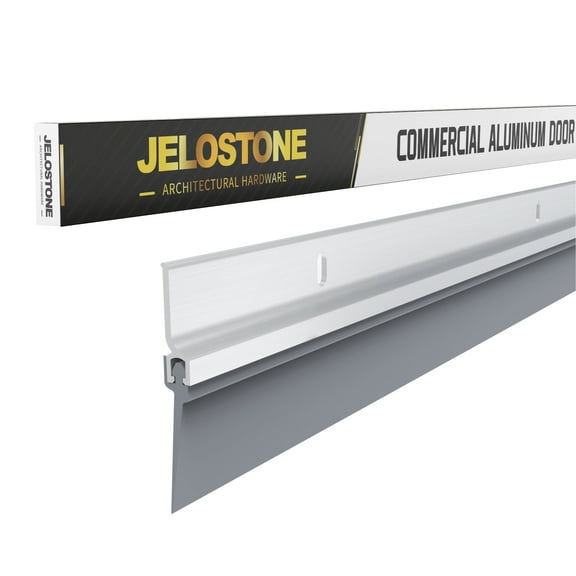 JELOSTONE 2 Pack - Commercial Door Bottom Sweep, Heavy Duty Aluminum, Fire Rated, Vinyl Insert, JS-NV307, Ideal for Residential & Commercial Use (Clear Anodized, 36'')