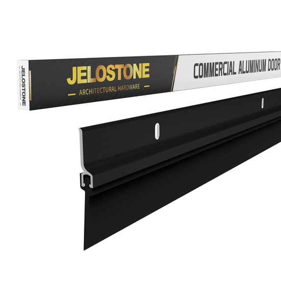 JELOSTONE 2 Pack - Commercial Door Bottom Sweep, Heavy Duty Aluminum, Fire Rated, Vinyl Insert, JS-NV307, Ideal for Residential & Commercial Use (Matte Black Anodized, 36'')