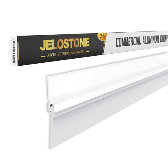 JELOSTONE 2 Pack - Commercial Door Bottom Sweep, Heavy Duty Aluminum, Fire Rated, Vinyl Insert, JS-NV307, Ideal for Residential & Commercial Use (White Powder Coated, 36'')