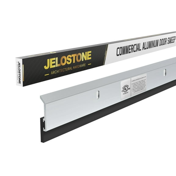 JELOSTONE 2 Pack - Commercial Door Bottom Sweep JS-N315, Heavy Duty Aluminum with Weather-Tolerant Neoprene Insert, UV-Resistant, 36", Clear Anodized – Ideal for Residential & Commercial Use