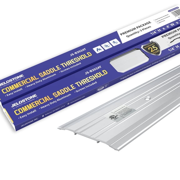 JELOSTONE 3 Pack - 4"W x 1/4"H x 36"L Commercial Aluminum Door Threshold (Mill Aluminum)- DoorSaddle- ADA accessible Barrier Free- Fire Rated- Door Thresholds for Exterior Doors, B302AT