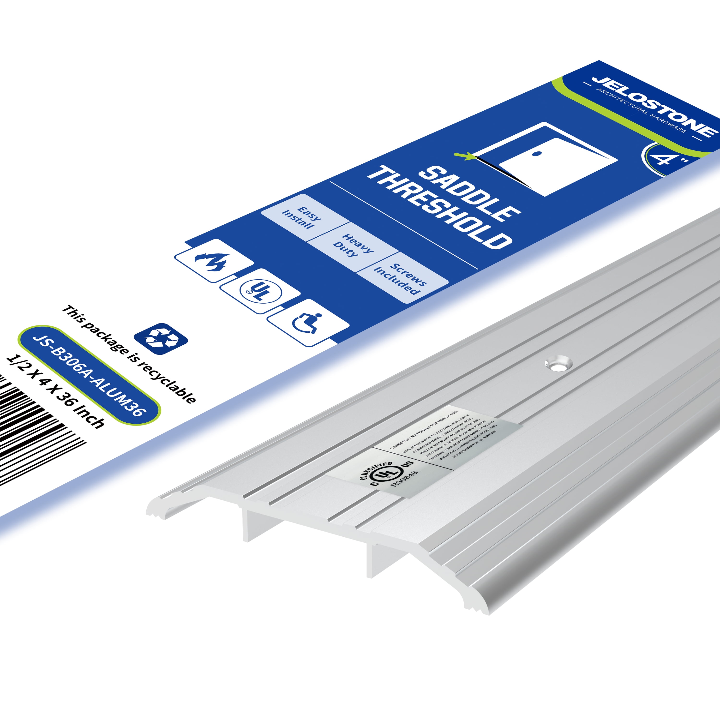 JELOSTONE 4''W x 1/2''H x 36''L - Commercial Aluminum Door Threshold ...