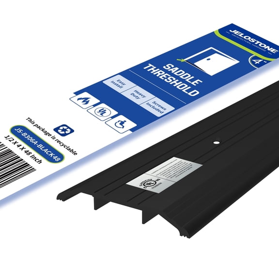 JELOSTONE Commercial Aluminum Door Threshold, 6"W x 1/4"H x 48"L, Matte Black Anodized, Ada Accessible, Fire Rated, B306A